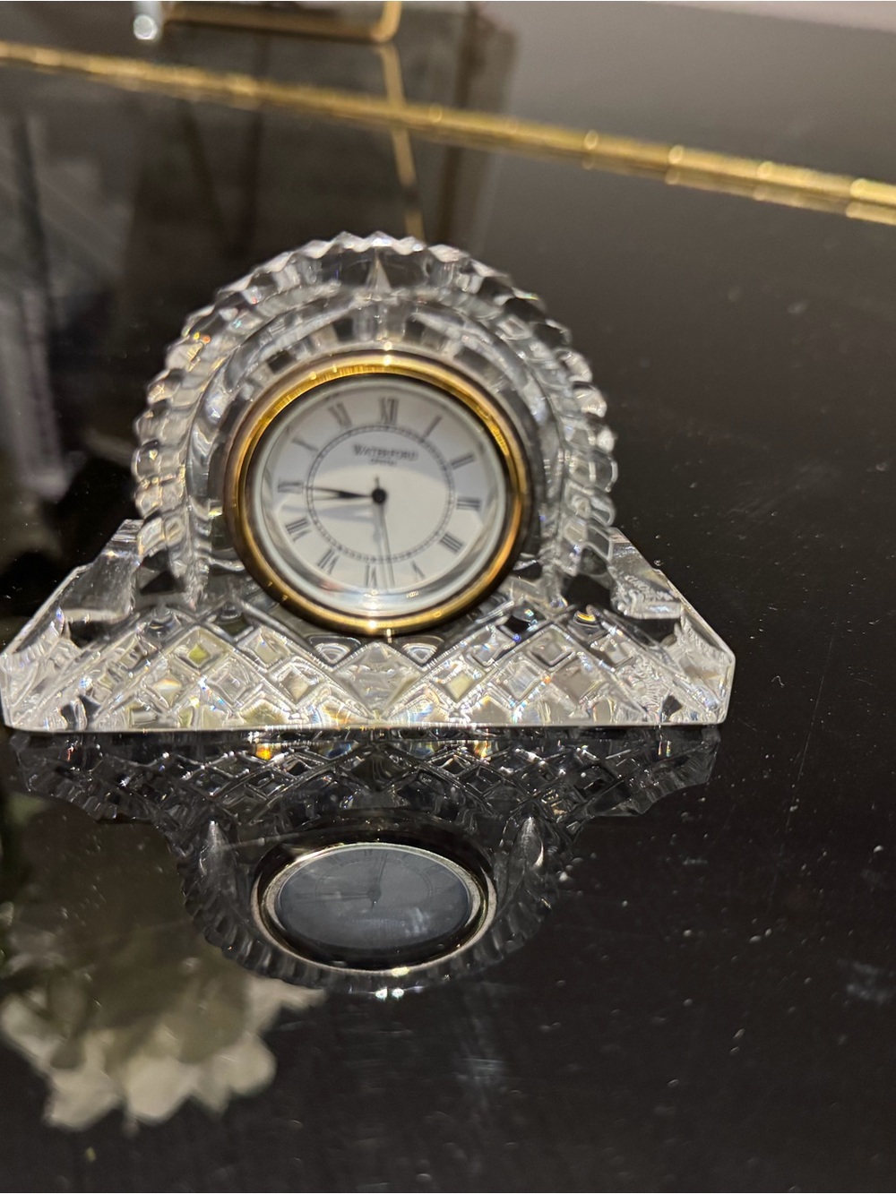 Waterford Crystal Mantel Clock - Clear with Gold Trim